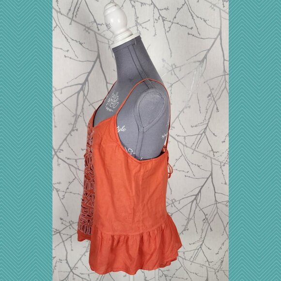 Lilka Orange Artsy Cutout Strappy Peplum Tank - Picture 2 of 3